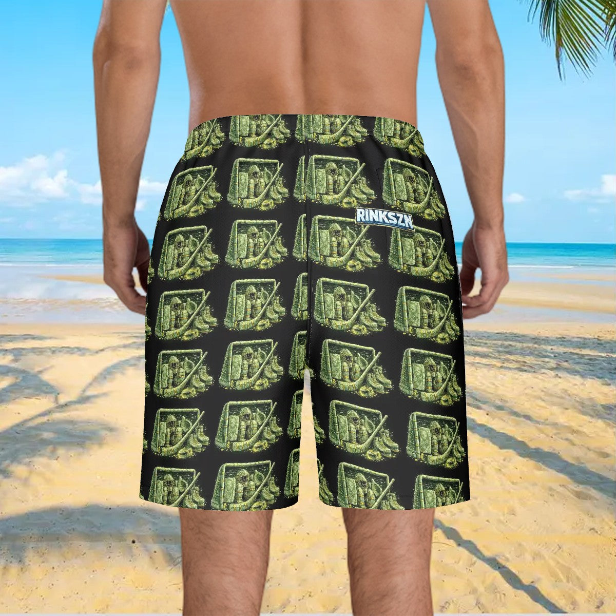 Teens and Men's Rinkszn Goalie Talks Money Beach Shorts