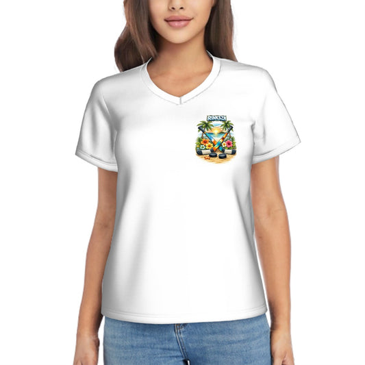 Young Teen’s and Women's V-Neck RINKSZN ALOHA HOCKEY T-SHIRT
