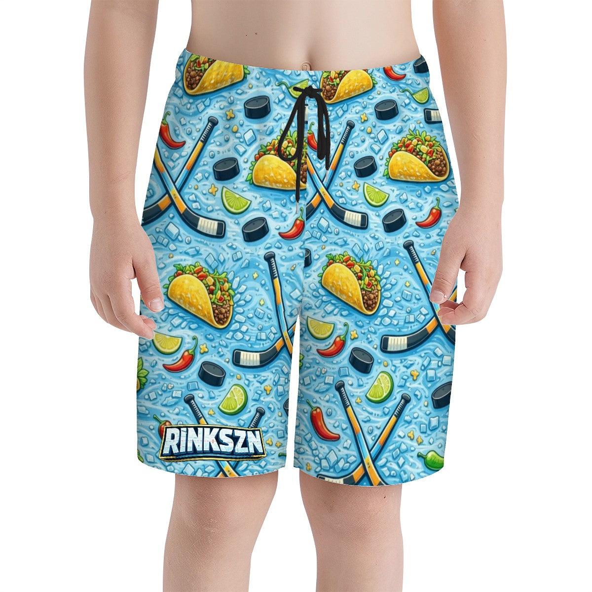 Youth and Young Teen RINKSZN TACO ABOUT HOCKEY Beach Shorts