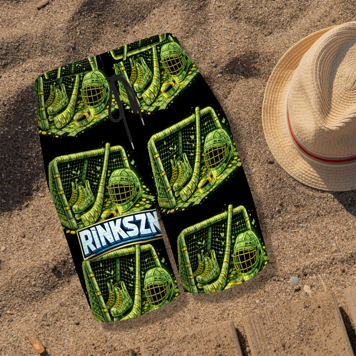 Youth and Young Teen RINKSZN PLAYER HOCKEY TALKS MONEY Beach Shorts