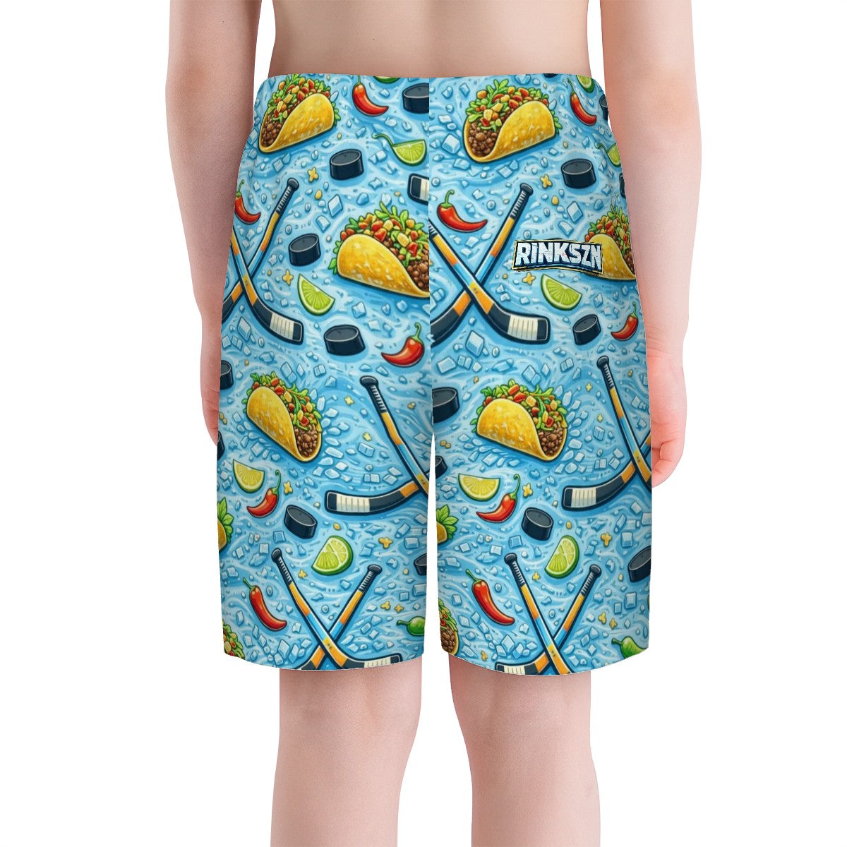 Youth and Young Teen RINKSZN TACO ABOUT HOCKEY Beach Shorts