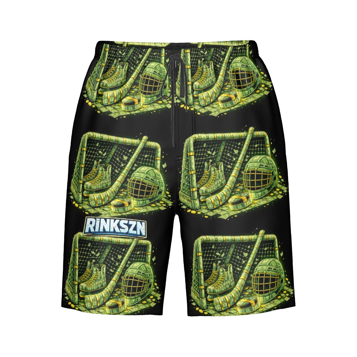 Young Teens and Men's RINKSZN HOCKEY PLAYER TALKS MONEY Beach Shorts