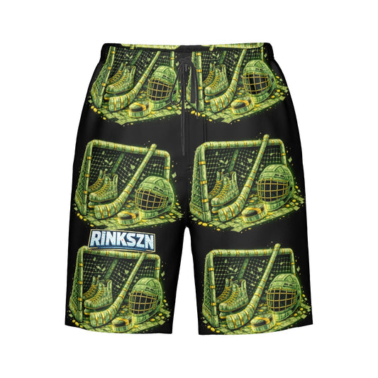 Young Teens and Men's RINKSZN HOCKEY PLAYER TALKS MONEY Beach Shorts