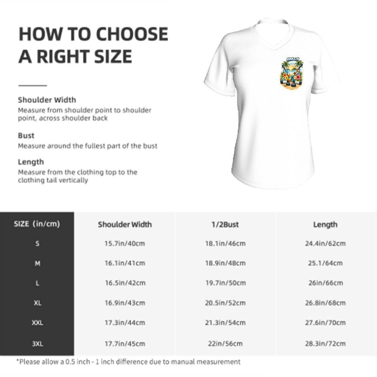 Young Teen’s and Women's V-Neck RINKSZN ALOHA HOCKEY T-SHIRT